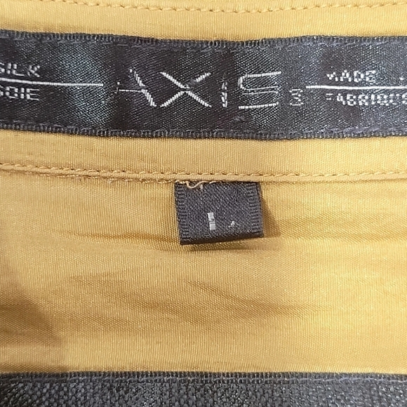 100% Silk Large Men's Gold Dress Shirt Pockets Office Party VCAY - Picture 9 of 11